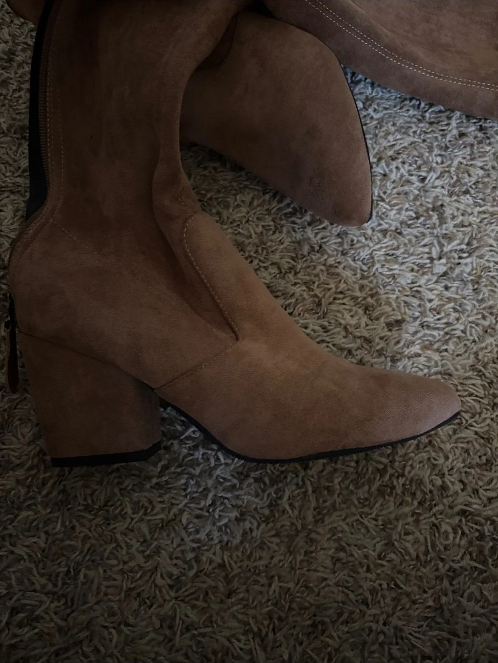 Fashion Nova Brown Suede Over-the-Knee Block Heel Boots